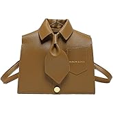 Saugad Women’s Brown Shirt Design Crossbody Bag with Chic Collar Big Fancy Pockets Leather Shoulder Purse Gift for Her