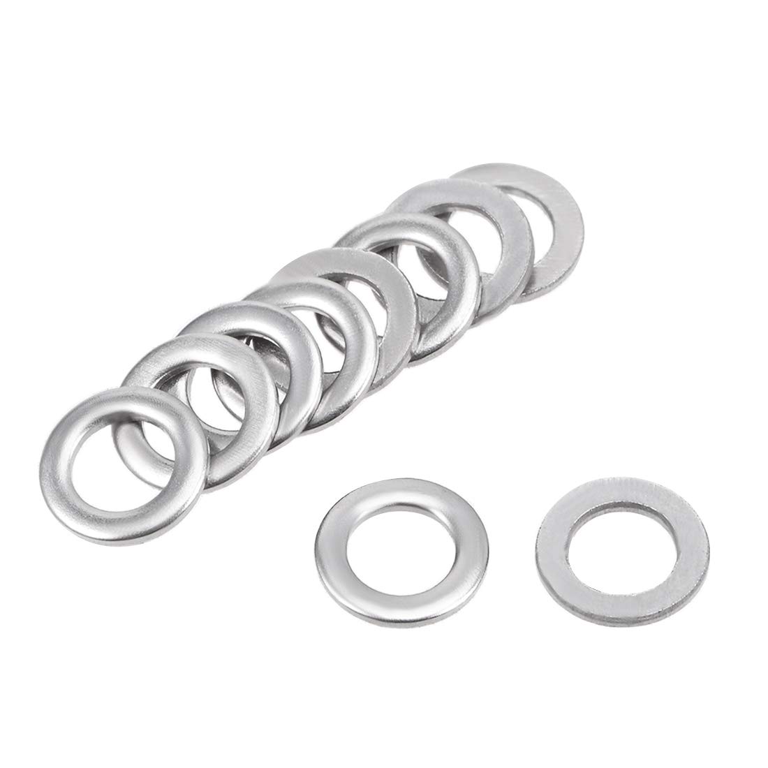 sourcing map 50 Pcs 4mm x 7mm x 0.8mm 304 Stainless Steel Flat Washer for Screw Bolt