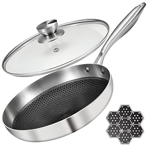 DELARLO Frying Pan Skillet, 10inch TriPly 18/10 Stainless Steel Saute