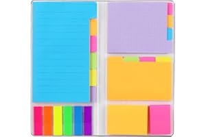 Sticky Notes Set, Hommie Colored Divider Self-Stick Notes Pads Bundle, Prioritize with Color Coding, 60 Ruled (3.7x6), 40 Dotted (3.7x3), 40 Blank (3x3.7), 60 Per Rectangular, 25 Per PET Color