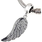 Angel Wing Charms 925 Sterling Silver Feather Pendant Dangel Christian Charm for DIY Charms Bracelet