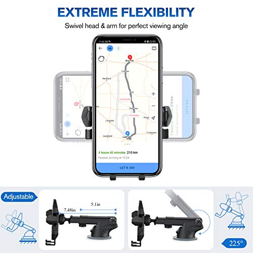 Manords Car Phone Mount Holder for Dashboard Windshield Compatible with