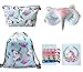 Unicorn Gifts for Girls 5 Pack - Unicorn Drawstring Backpack/Makeup Bag/Eye Mask/Hair Ties/Card (5 Set Blue)