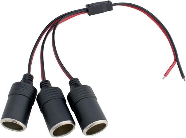 Amazon シガーソケット メス 3分岐 切りっぱなし 電源ケーブル 40cm 12v 24v 車用 ソケット分配器 車 バイク