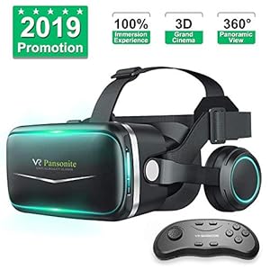 Pansonite Vr Headset with Remote Controller[New Version], 3D Glasses Virtual Reality Headset for VR Games & 3D Movies…