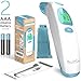 Baby Forehead and Ear Thermometer - Infrared Digital Fever Detector Family First Aid Essential for Infants, Babies, Kids, Adults - Medical Instant Read Thermometer + Storage Bag (White - Blue)
