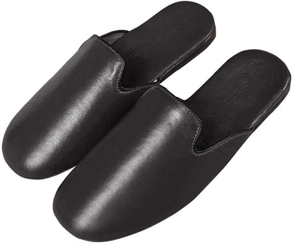 YOXI Soft Genuine Sheepskin Leather Slippers Men's Women's Lovers' House Slip on Shoes
