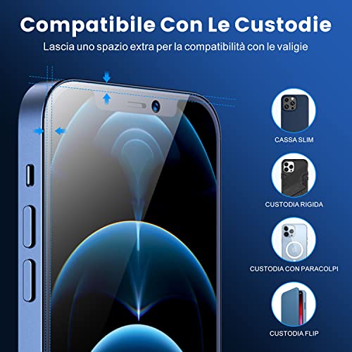 CIRYCASE Vetro Temperato Compatibile con iPhone 12/12 PRO 6.1”, 3 Pezzi Protezione Schermo con Kit di Installazione Facile, Durezza 9H Infrangibile, HD-Clear & Senza Bolle Pellicola Protettiva
