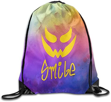 Gym Big Evil Smiley Face Creepy Drawstring Backpack Bag