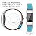 iGK Leather Replacement Bands Compatible for Fitbit Charge 2, Genuine Leather wristbands New Blue with Metal Connectors