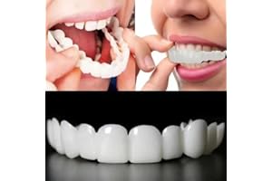 LMUWECNO 2 Pairs Adjustable Fake Teeth Top and Bottom for Temporary for Restore a Confident Smile