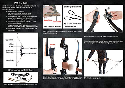 image for D&Q Takedown Recurve Bow and Arrow for Adults Kit 30 35 40 45 50 55 60