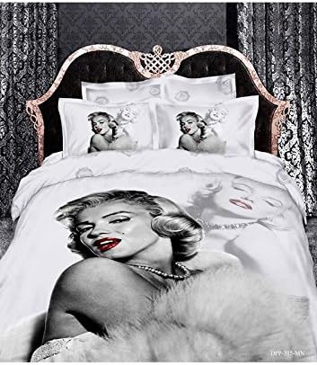 Full 4-piece Bedding Set Marilyn Monroe Grey 3D Printed Design Helps Accent Your Bedroom Style