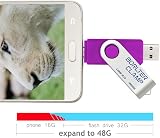 BORLTER CLAMP 32GB USB Flash Drive OTG Micro USB Swivel Thumb Drive Purple view 3