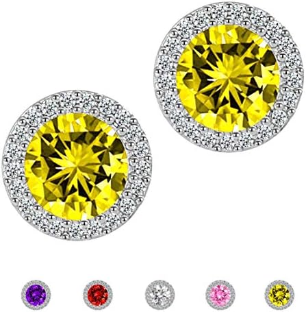 anmao Earrings Round Halo Earrings Gold Fashion Jewelry Cubic Zirconia Stud Earrings for Women Men
