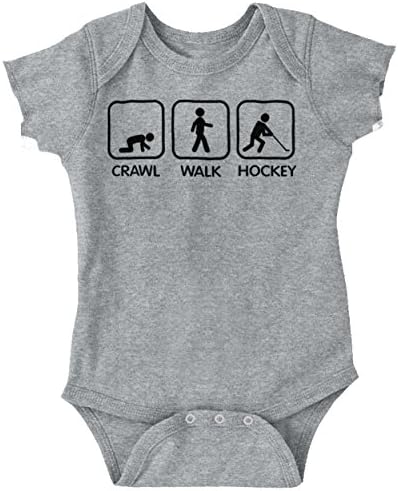 Brisco BrandsCrawl Walk Hockey Street Sign Humor Baby Romper Boys or Girls