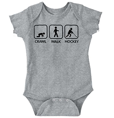 Brisco BrandsCrawl Walk Hockey Street Sign Humor Baby Romper Boys or Girls