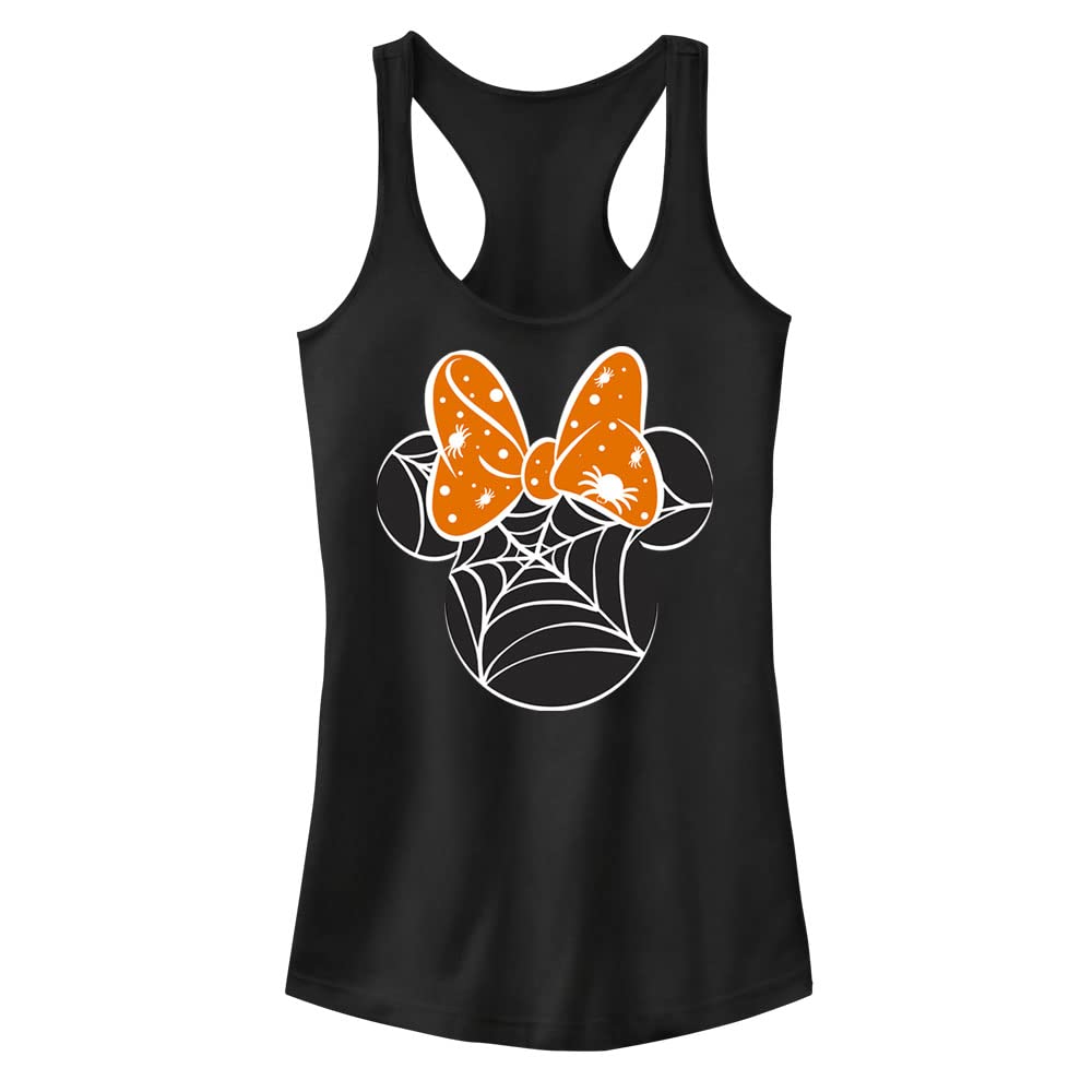 Photo 1 of ***DAMAGES TO DESIGN *** Disney Womens Mickey & Friends Halloween Minnie Spider Web Logo Juniors Racerback Tank T-Shirt, Black, Medium US