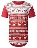 URBANCREWS Mens Hipster Hip Hop Christmas Graphic Crewneck Longline T-shirt