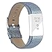 AK Fitbit Charge 2 Leather Band, Replacement Luxury Genuine Leather Band Strap for Fitbit Charge 2 (grid blue)