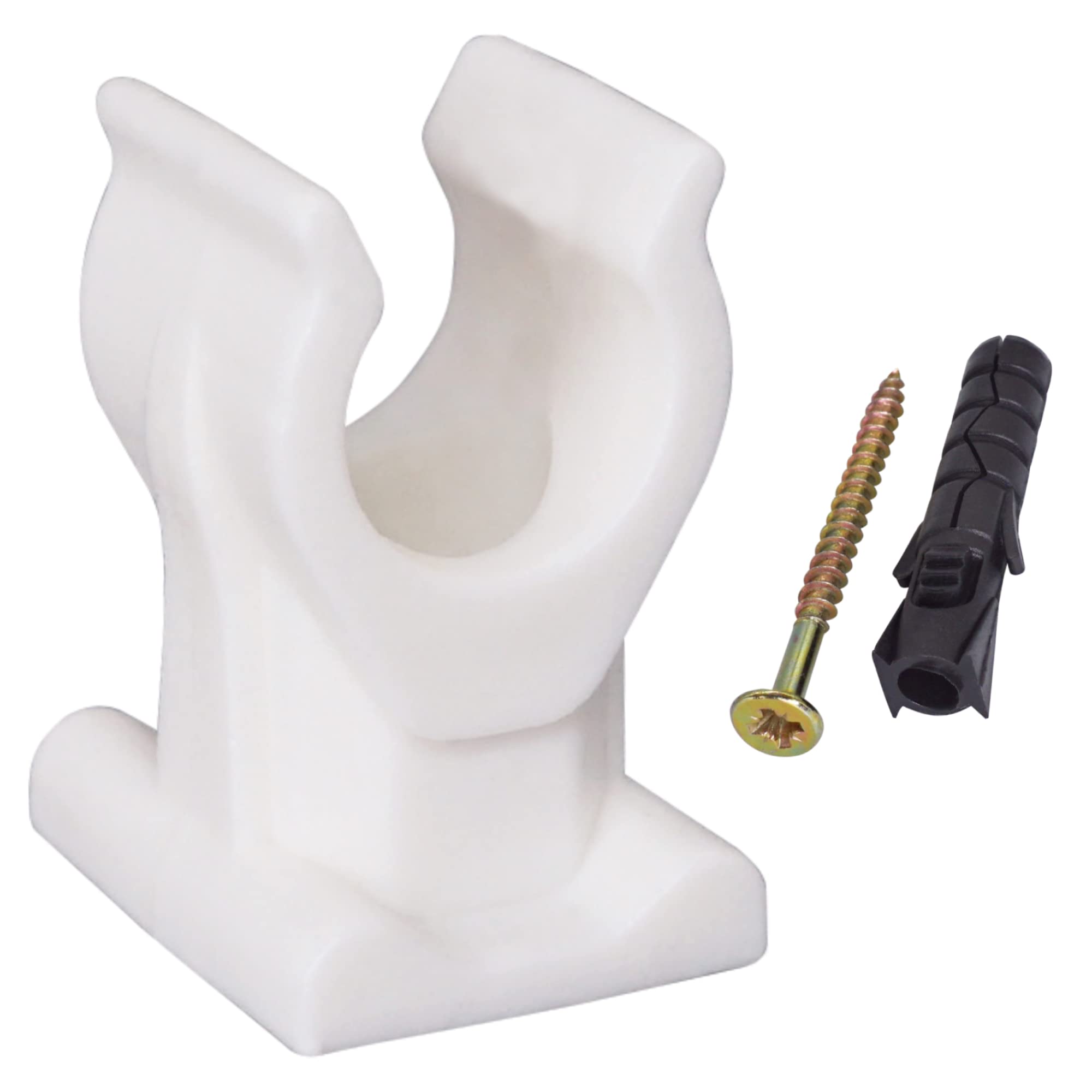 SKIR'CO (10 pcs) Pipe Clips, Plastic Clamps for 10 mm Pipes, U Type Pipe Clamp, Hose Hangers, Tubing White Clips