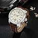 NAVIFORCE Original Genuine Leather Quartz Date Week Waterproof Sport Men Watch 9063 Brown Beige