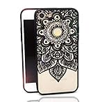 iPhone 8 Case,iPhone 7 Case,Tropical Flower Printed Slim Fit Case for Girls Soft Bumper Shockproof Hard Matte Back Cover Lace Totem Henna Design for iPhone 8 iPhone 7 Black Floral Mandala