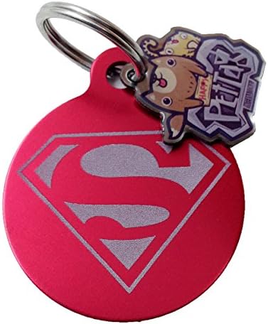 happypettag - Personalized Red and Silver Superhero Pet ID Tag, Customized Pet ID Tags Dogs Cat ID Tags, Double Side Aluminium Engraved. Includes up to 3 Lines of Customized Text - Back Engraving.
