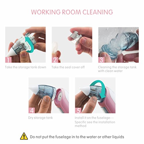 Deyace Baby Nasal Aspirator Electric, 3 Strength Vacuum Suction, LCD Display, Adjustable Music, Flashing Light, Snot/Booger Sucker Nose Cleaner for Newborn, Toddler, Infant (Electric, Pink) - Thumbnail 6