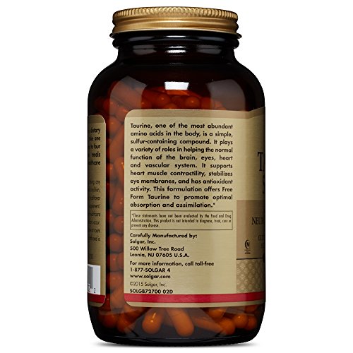 Solgar Taurine 500 mg, 250 Vegetable Capsules
