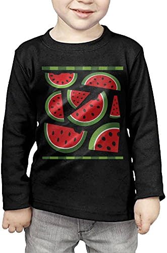 ZheuO Boys &amp; Girls Toddler Watermelon Soft and Cozy 100% Cotton T-Shirts Unisex Black 5-6 Toddler