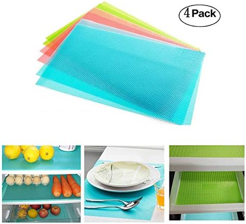 4-Pack Environmental Refrigerator Pads, Anti-Bacterial Fruit & Veggie Life Extender Liner Mildew Free Protective Pastel Pads Mats for Fridge Drawer, Shelf, Table (4pcs)