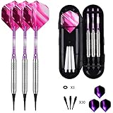 Soft Tip Darts Set - 18g Darts Plastic Tip - 16g Dart Barrels w/o-Rings + 6 Shaftsï¼ˆAluminum & White Plastic Rods + Extra 30 Replacement Soft Tips Accessories for Electronic Dart Board