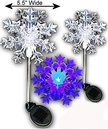 Solar Powered Snowflakes Garden Yard Stake Color Change Lights, a Pack of 2