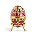 Apropos Hand- Painted Rich Red Vintage Style Faberge Egg with Gold Finish, Rhinestones, Enamel Jewelry Trinket Box