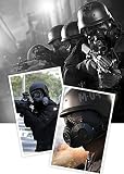 VILONG Airsoft Mask Outdoor Sports Tactical Paintball mask Full Face Skull CS Mask With double filter fan CS edition Perspiration Dust Face Guard (Black)