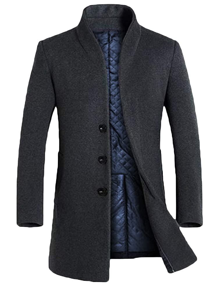 Photo 1 of Lavnis Men's Trench Coat Long Wool Blend Overcoat Slim Fit Down Topcoat Thicken Style Gary S