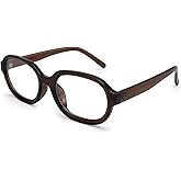 Dollger Oval Blue Light Glasses for Women Men Oversized Cute Retro 90s Big Stylish BlueLight Blocking Computer Chunky Frame