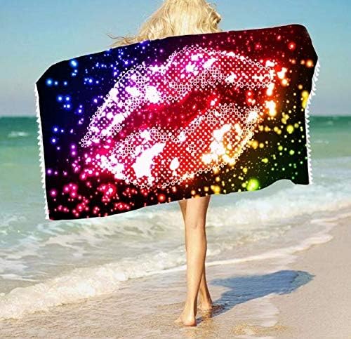 DJSK Brillo de Lentejuelas Rojo Labio Toalla de baño de Microfibra con