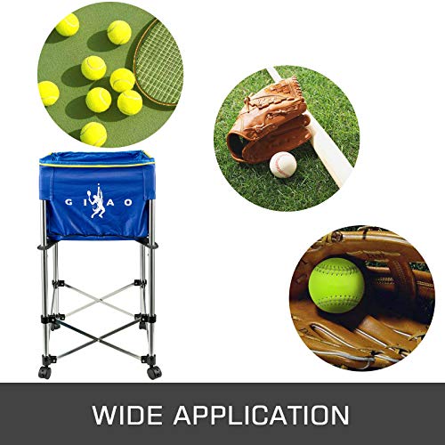 image for Bkisy Teaching Ball Cart 160 Capacity Tennis Ball Basket Hopper Tennis