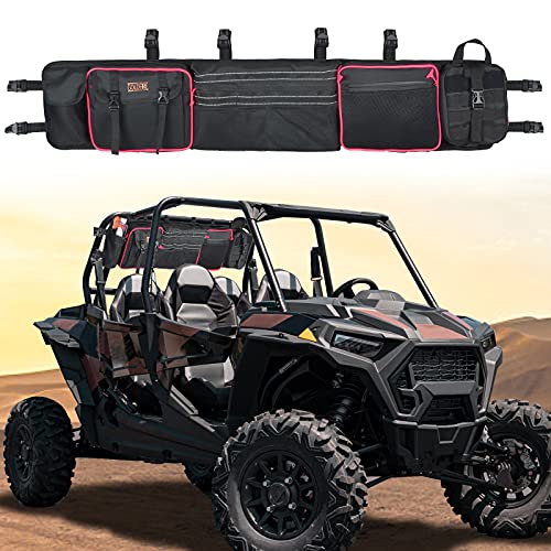 UTV Roll Cage Organizer, Roll Bar Cargo Rear Storage Bag Gear Bags with