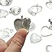 30 Counts Heart Bezels Silver Pendant Trays With 30 Counts Glass Cabochon Heart Dome Tiles For Jewelry Making, 60 Counts by SHXSTORE
