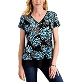 JM Women's Floral-Print V-Neck Top