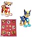 Paw Patrol Mighty Pups Chase and Marshall Figures with Light-up Badge and Paws with Bonus 12 Stickers Sheet Bundle (3 Items)