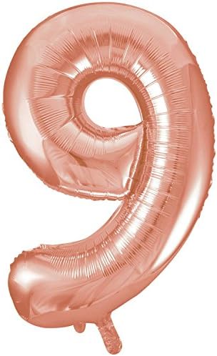 Rose Gold number balloon (NUMBER 9) Jumbo foil balloon will fly once inflated