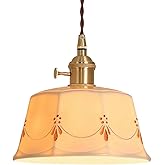 SIYGANK Vintage Ceramic Pendant Light Kitchen Island White Milk Glass Pendant Lighting Farmhouse Vintage Ceiling Hanging Lamp