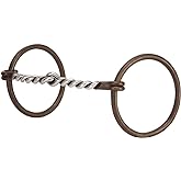 Weaver Leather Professional Ring Snaffle Bit, 5" Twisted Curved Mouth, Antiqued