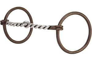 Weaver Leather Professional Ring Snaffle Bit, 5" Twisted Curved Mouth, Antiqued