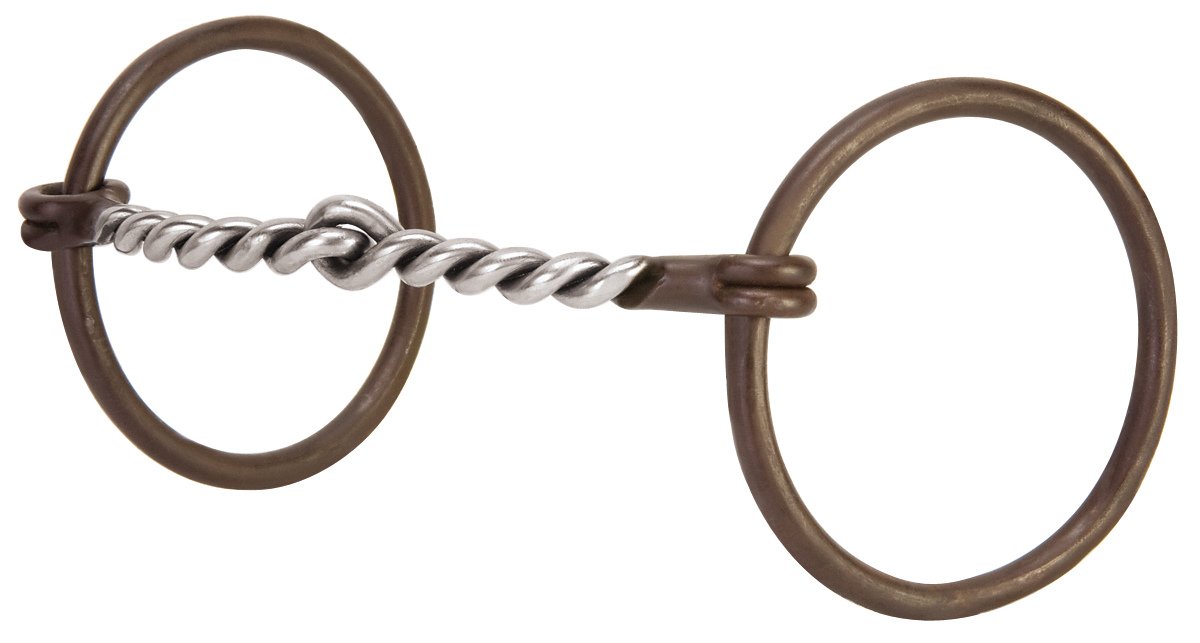 Weaver Leather Professional Ring Snaffle Bit, 5" Twisted Curved Mouth, Antiqued