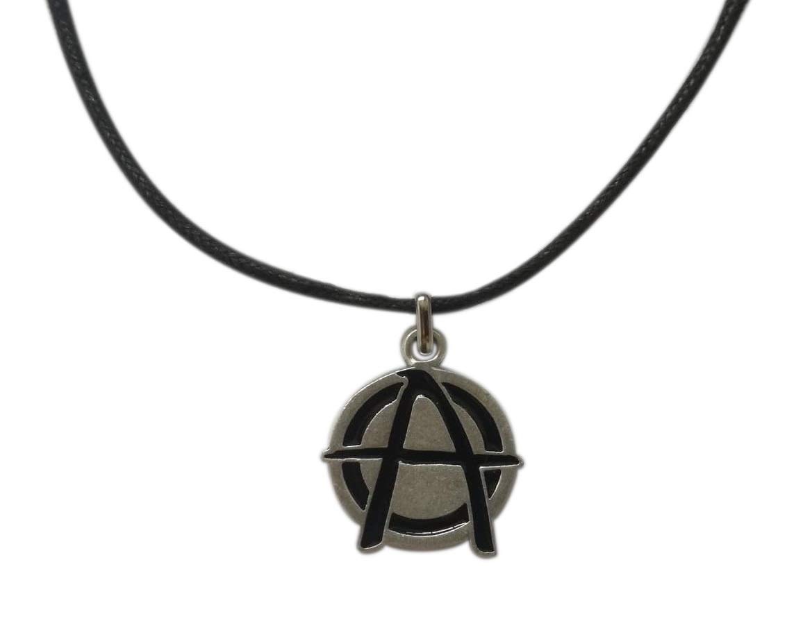 Eurofusioni Silver plated Anarchy Symbol pendant with necklace - Circle A diameter 0,9 in